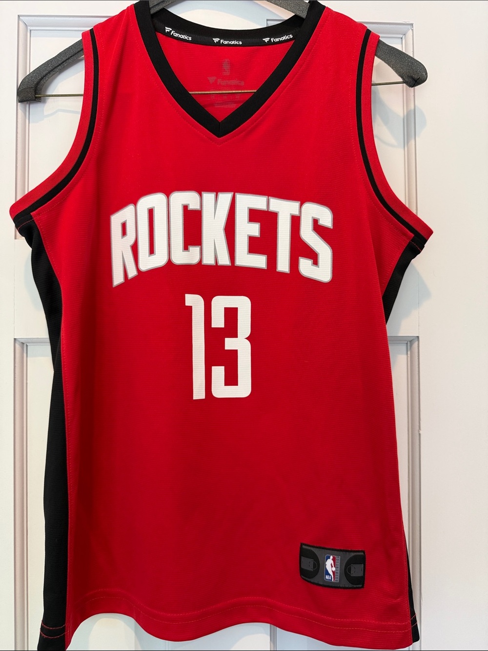 Fanatics Houston Rockets red Harden jersey. Youth Medium
